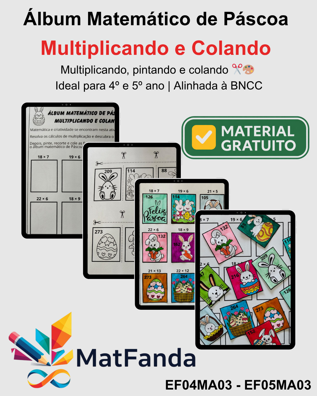 Álbum de Páscoa – Multiplicando e Colando - 4º e 5º ano